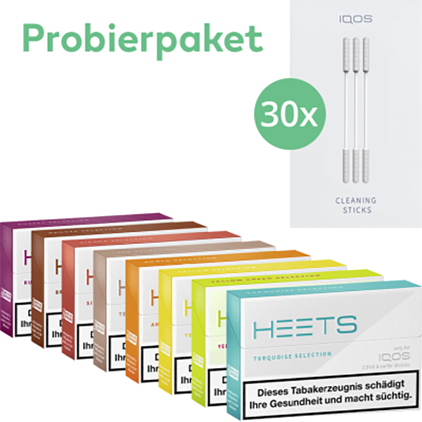 IQOS HEETS Probierpaket (8 Packs) Mit Cleaning Sticks 3 IQOS HEETS Probierpaket (8 Packs) Mit Cleaning Sticks