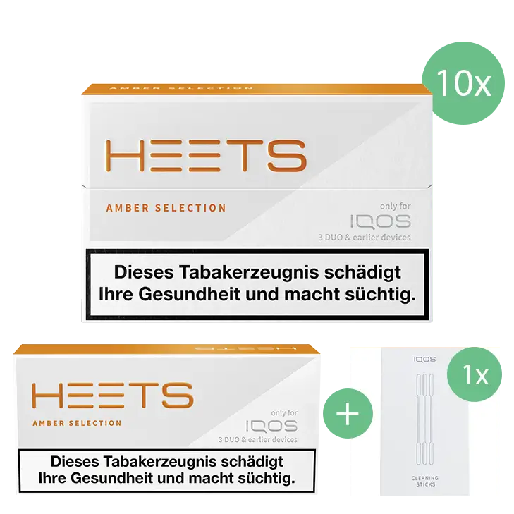 IQOS HEETS Amber Stange (10er Packung) + IQOS Cleaning Sticks 3 IQOS HEETS Amber Stange (10er Packung) + IQOS Cleaning Sticks