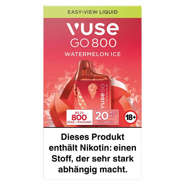 Vuse GO 800 Watermelon Ice 20 Mg Einweg E-Zigarette 3 Vuse GO 800 Watermelon Ice 20 Mg Einweg E-Zigarette
