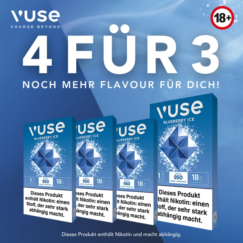 VUSE PRO SINGLE CAPS 4 FÜR 3 Blueberry Ice 3 VUSE PRO SINGLE CAPS 4 FÜR 3 Blueberry Ice